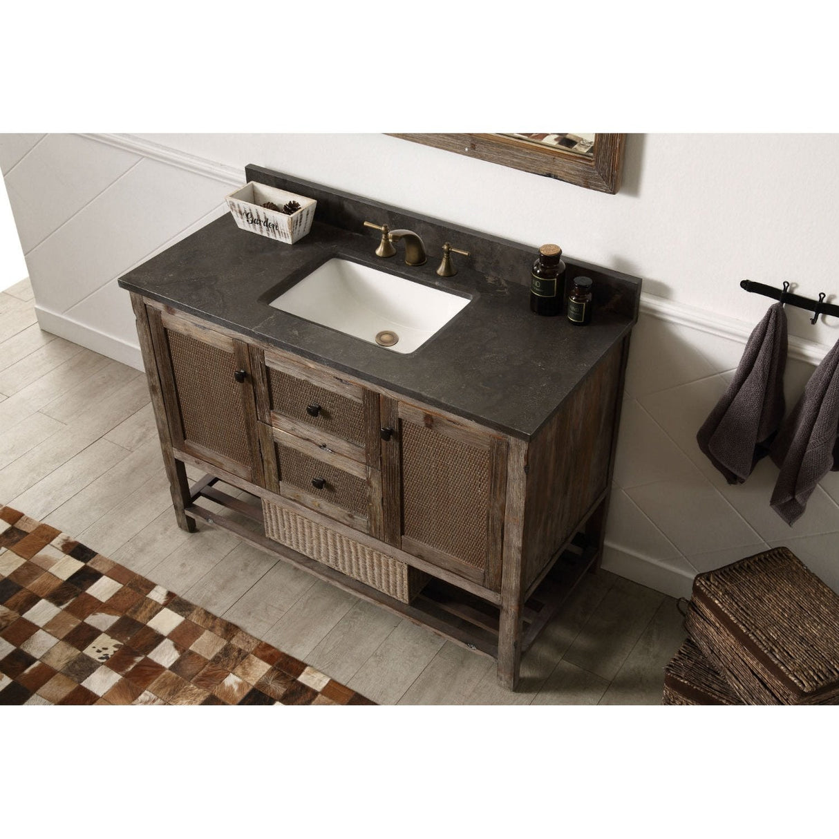 Legion Furniture 48" Solid Wood Sink Vanity With Moon Stone Top-No Faucet WH5148-BR