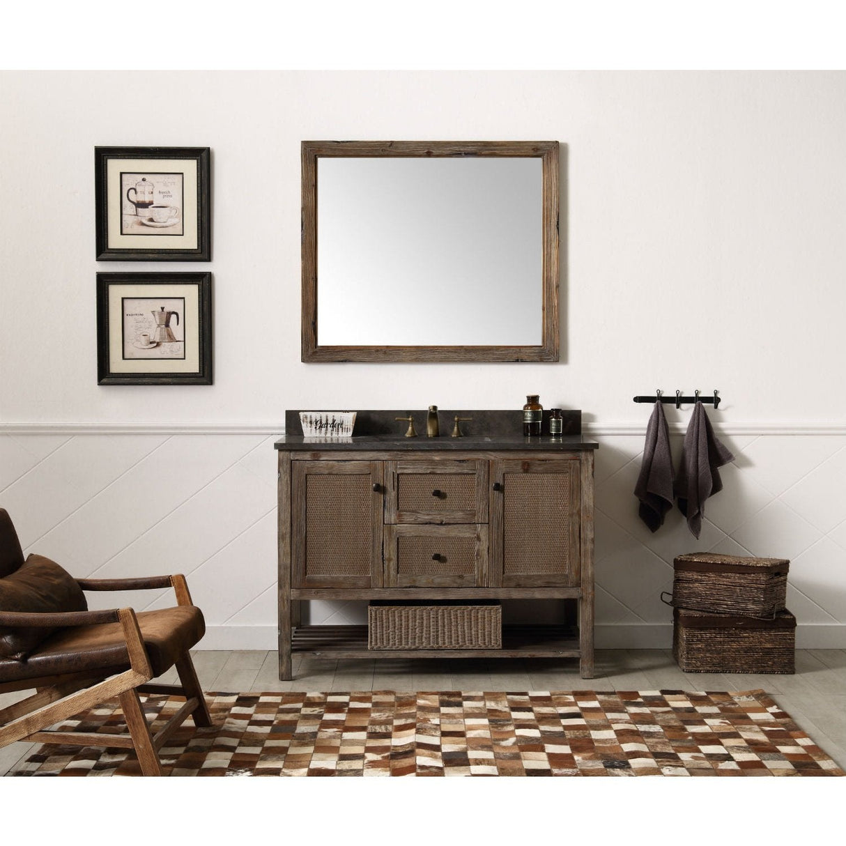 Legion Furniture 48" Solid Wood Sink Vanity With Moon Stone Top-No Faucet WH5148-BR