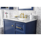 Legion Furniture 36" Blue Finish Sink Vanity Cabinet With Carrara White Top WLF2136-B