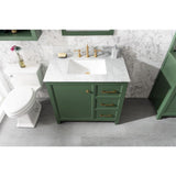 Legion Furniture 36" Vogue Green Finish Sink Vanity Cabinet With Carrara White Top WLF2136-VG