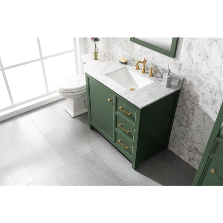 Legion Furniture 36" Vogue Green Finish Sink Vanity Cabinet With Carrara White Top WLF2136-VG