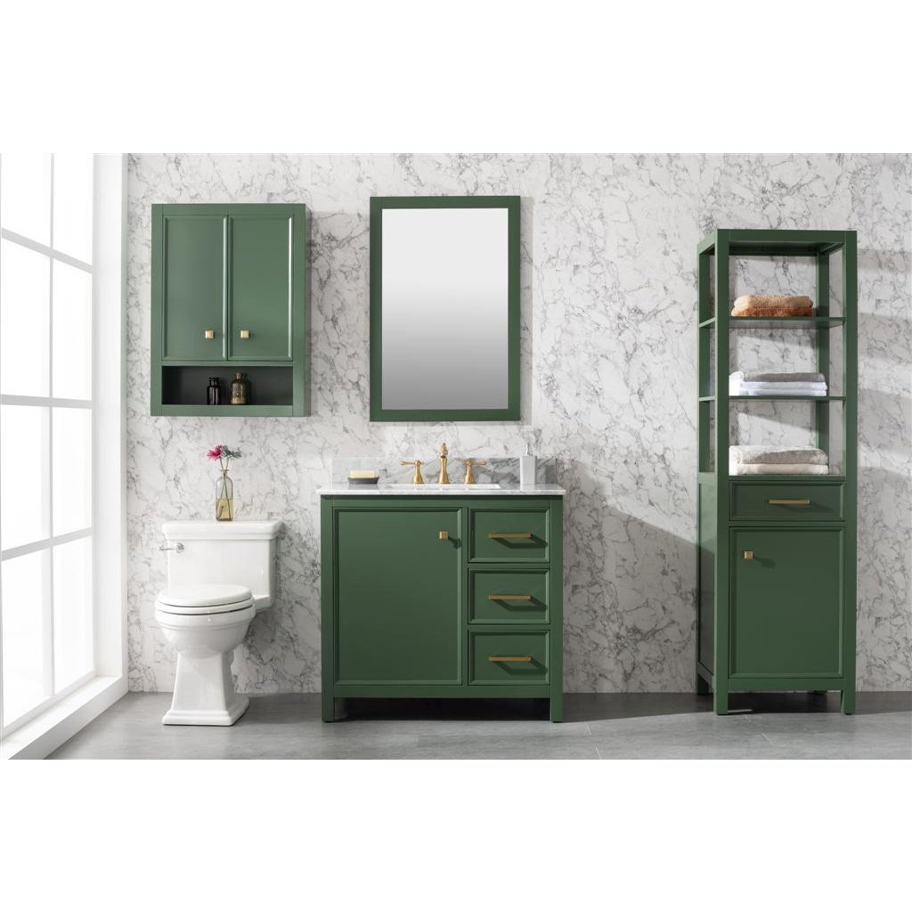 Legion Furniture 36" Vogue Green Finish Sink Vanity Cabinet With Carrara White Top WLF2136-VG