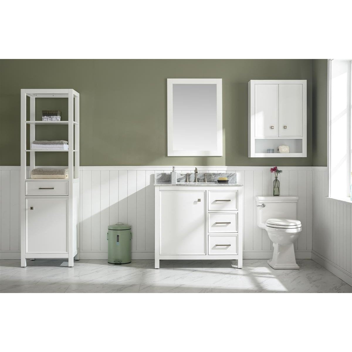 Legion Furniture 36" White Finish Sink Vanity Cabinet With Carrara White Top WLF2136-W