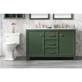 Legion Furniture 54" Vogue Green Finish Double Sink Vanity Cabinet With Carrara White Top WLF2154-VG