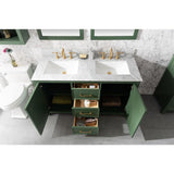 Legion Furniture 54" Vogue Green Finish Double Sink Vanity Cabinet With Carrara White Top WLF2154-VG