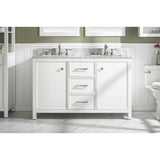 Legion Furniture 54" White Finish Double Sink Vanity Cabinet With Carrara White Top WLF2154-W