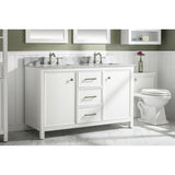 Legion Furniture 54" White Finish Double Sink Vanity Cabinet With Carrara White Top WLF2154-W