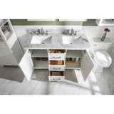 Legion Furniture 54" White Finish Double Sink Vanity Cabinet With Carrara White Top WLF2154-W