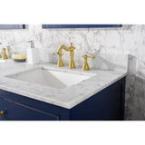 Legion Furniture 60" Blue Finish Double Sink Vanity Cabinet With Carrara White Top WLF2160D-B