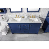 Legion Furniture 60" Blue Finish Double Sink Vanity Cabinet With Carrara White Top WLF2160D-B