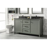 Legion Furniture 60" Pewter Green Finish Double Sink Vanity Cabinet With Blue Lime Stone Top WLF2160D-PG