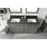 Legion Furniture 60" Pewter Green Finish Double Sink Vanity Cabinet With Blue Lime Stone Top WLF2160D-PG