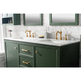 Legion Furniture 60" Vogue Green Finish Double Sink Vanity Cabinet With Carrara White Top WLF2160D-VG