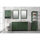 Legion Furniture 60" Vogue Green Finish Double Sink Vanity Cabinet With Carrara White Top WLF2160D-VG