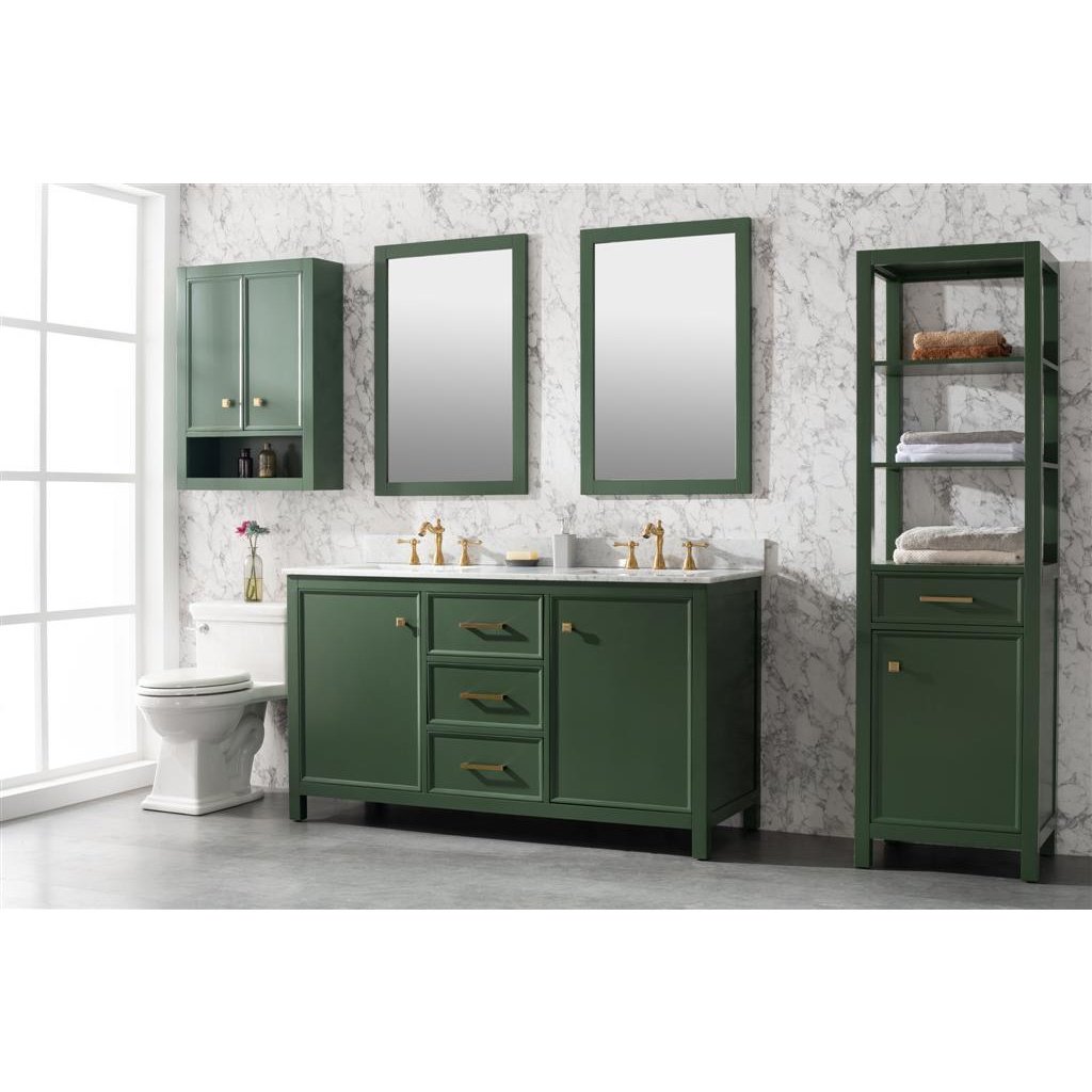 Legion Furniture 60" Vogue Green Finish Double Sink Vanity Cabinet With Carrara White Top WLF2160D-VG