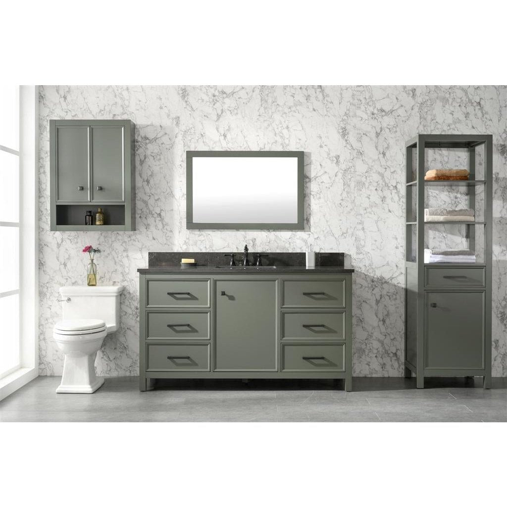 Legion Furniture 60" Pewter Green Finish Single Sink Vanity Cabinet With Blue Lime Stone Top WLF2160S-PG