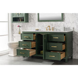 Legion Furniture 60"" Vogue Green Finish Single Sink Vanity Cabinet With Carrara White Top WLF2160S-VG