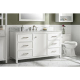 Legion Furniture 60" White Finish Single Sink Vanity Cabinet With Carrara White Top WLF2160S-W