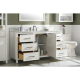 Legion Furniture 60" White Finish Single Sink Vanity Cabinet With Carrara White Top WLF2160S-W