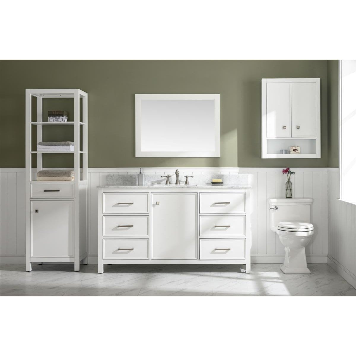 Legion Furniture 60" White Finish Single Sink Vanity Cabinet With Carrara White Top WLF2160S-W