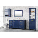 Legion Furniture 60" Blue Finish Single Sink Vanity Cabinet With Carrara White Top WLF2160S-B