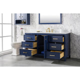 Legion Furniture 60" Blue Finish Single Sink Vanity Cabinet With Carrara White Top WLF2160S-B