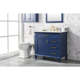 Legion Furniture 36" Blue Finish Sink Vanity Cabinet With Carrara White Top WLF2236-B