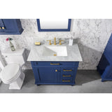 Legion Furniture 36" Blue Finish Sink Vanity Cabinet With Carrara White Top WLF2236-B