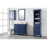 Legion Furniture 36" Blue Finish Sink Vanity Cabinet With Carrara White Top WLF2236-B