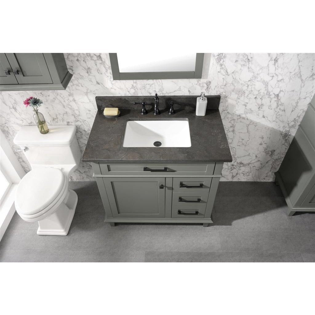 Legion Furniture 36" Pewter Green Finish Sink Vanity Cabinet With Blue Lime Stone Top WLF2236-PG