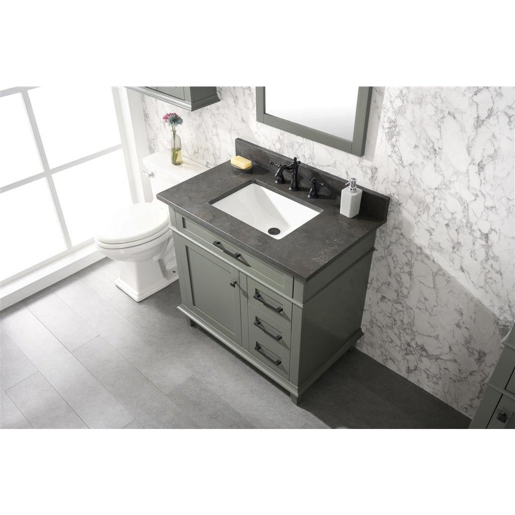 Legion Furniture 36" Pewter Green Finish Sink Vanity Cabinet With Blue Lime Stone Top WLF2236-PG