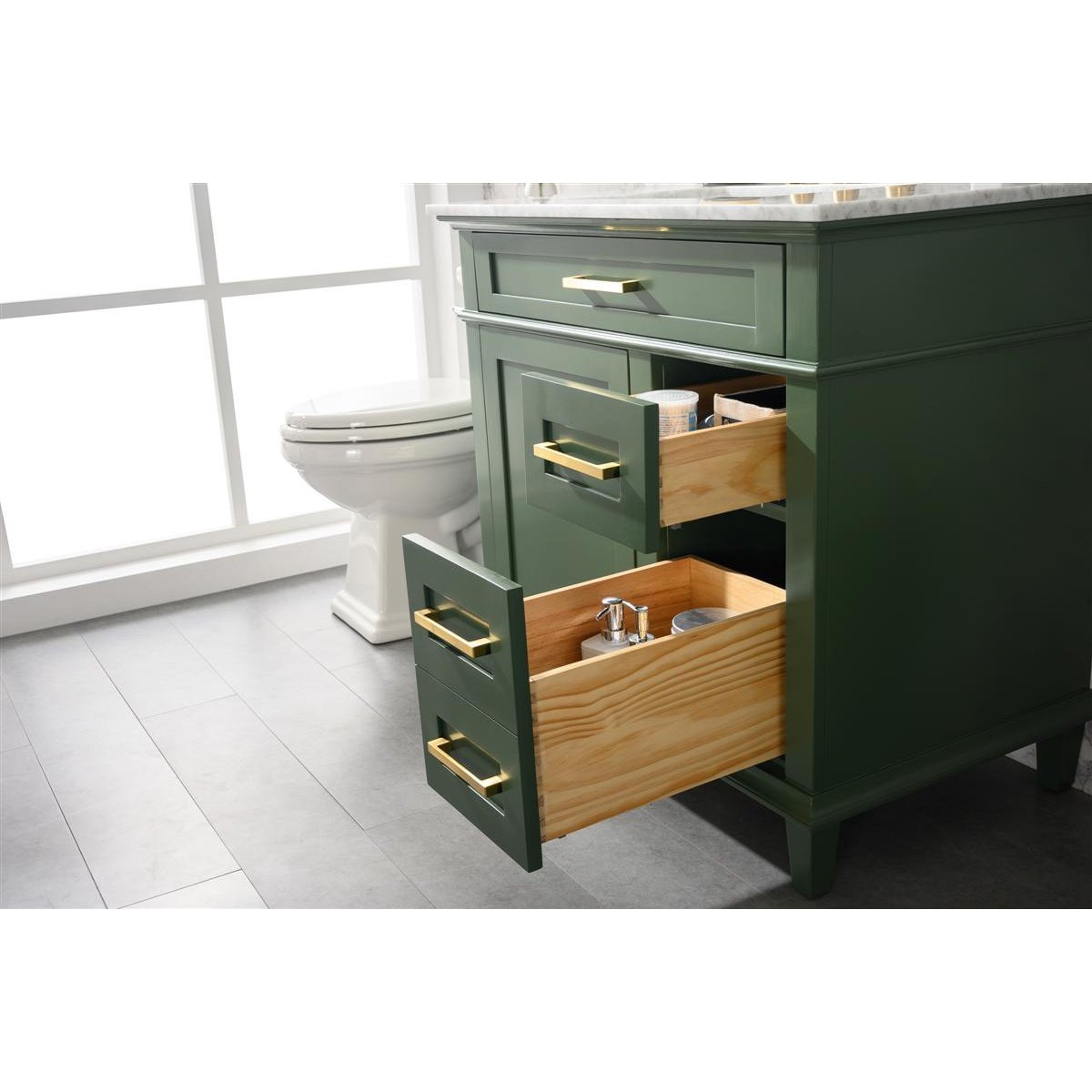 Legion Furniture 36" Vogue Green Finish Sink Vanity Cabinet With Carrara White Top WLF2236-VG