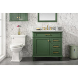 Legion Furniture 36" Vogue Green Finish Sink Vanity Cabinet With Carrara White Top WLF2236-VG