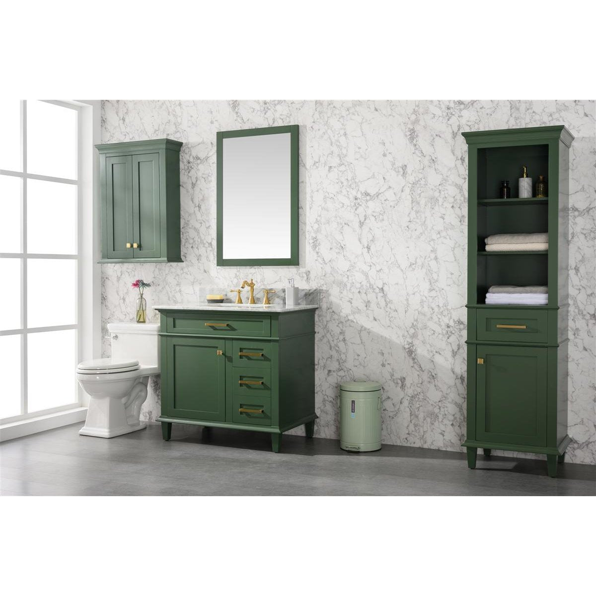 Legion Furniture 36" Vogue Green Finish Sink Vanity Cabinet With Carrara White Top WLF2236-VG