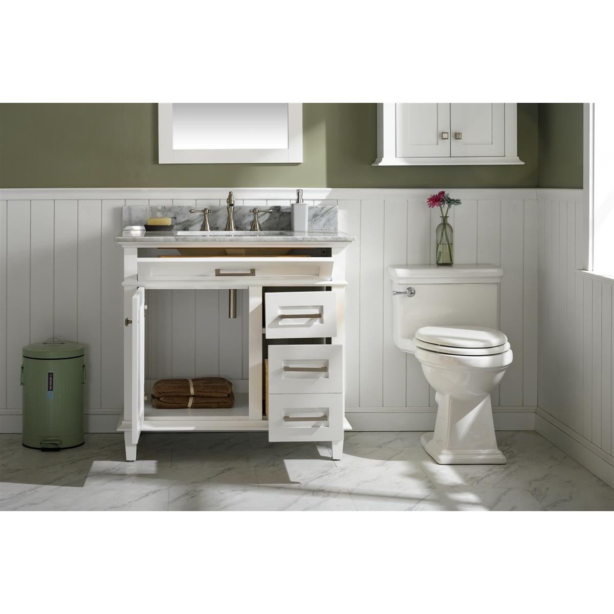 Legion Furniture 36" White Finish Sink Vanity Cabinet With Carrara White Top WLF2236-W