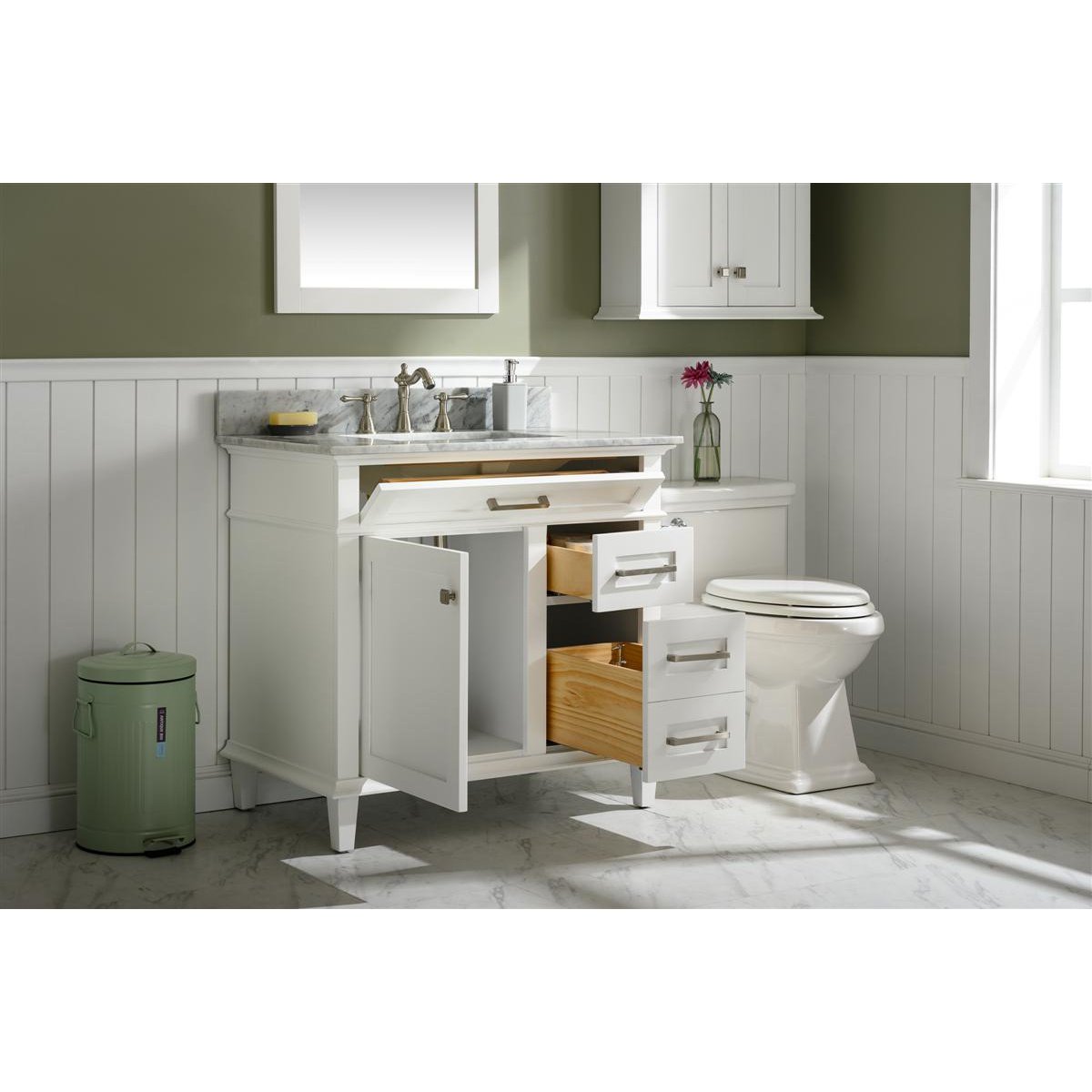 Legion Furniture 36" White Finish Sink Vanity Cabinet With Carrara White Top WLF2236-W