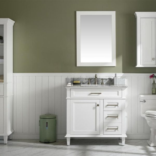 Legion Furniture White Sink Vanity Cabinet With Carrara White Quartz Top