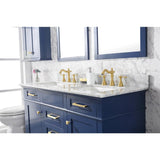 Legion Furniture 54" Blue Finish Double Sink Vanity Cabinet With Carrara White Top WLF2254-B