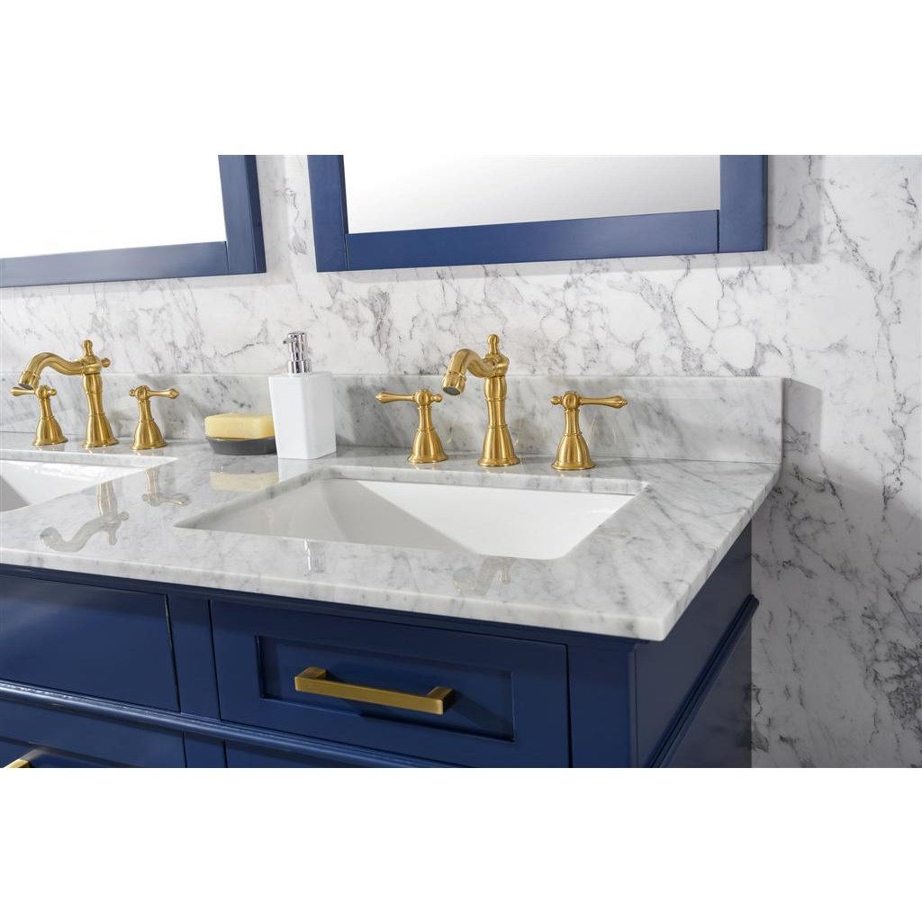 Legion Furniture 54" Blue Finish Double Sink Vanity Cabinet With Carrara White Top WLF2254-B