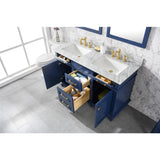 Legion Furniture 54" Blue Finish Double Sink Vanity Cabinet With Carrara White Top WLF2254-B