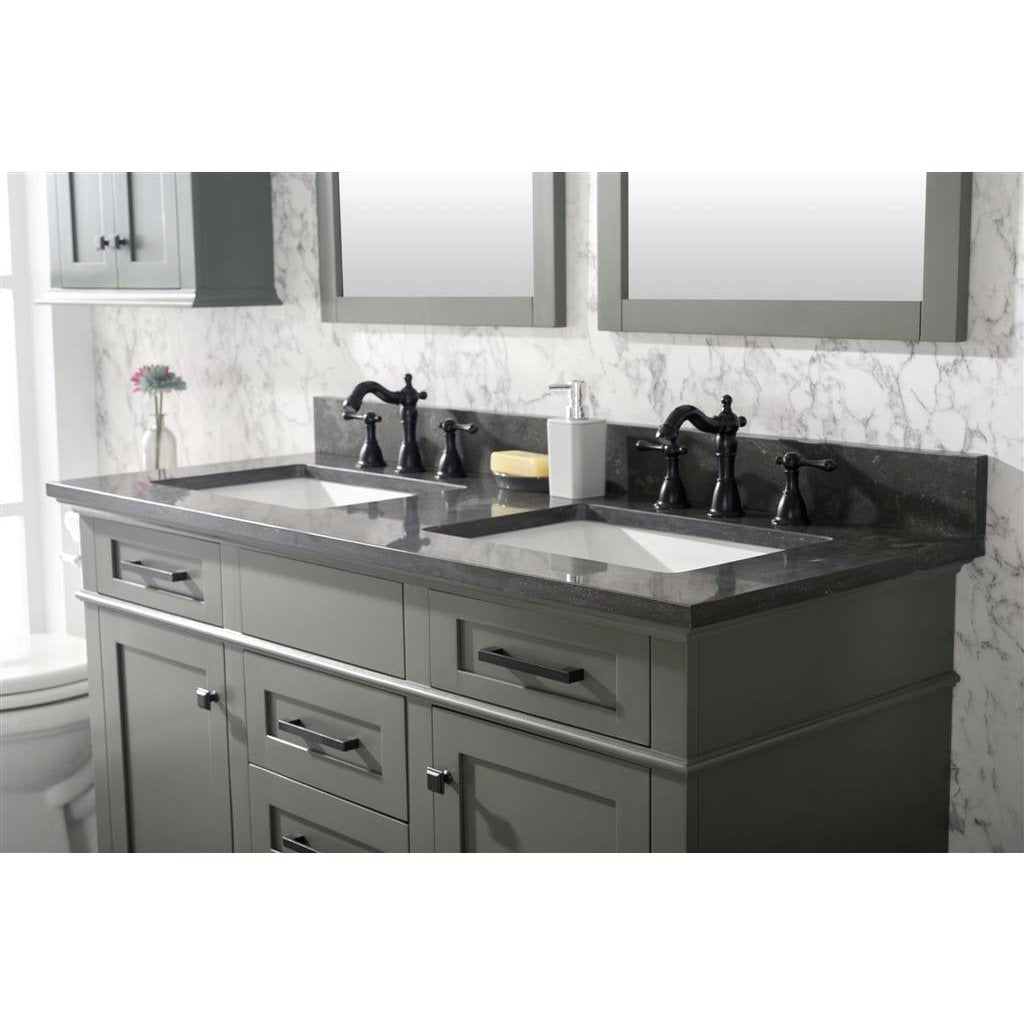 Legion Furniture 54" Pewter Green Finish Double Sink Vanity Cabinet With Blue Lime Stone Top WLF2254-PG