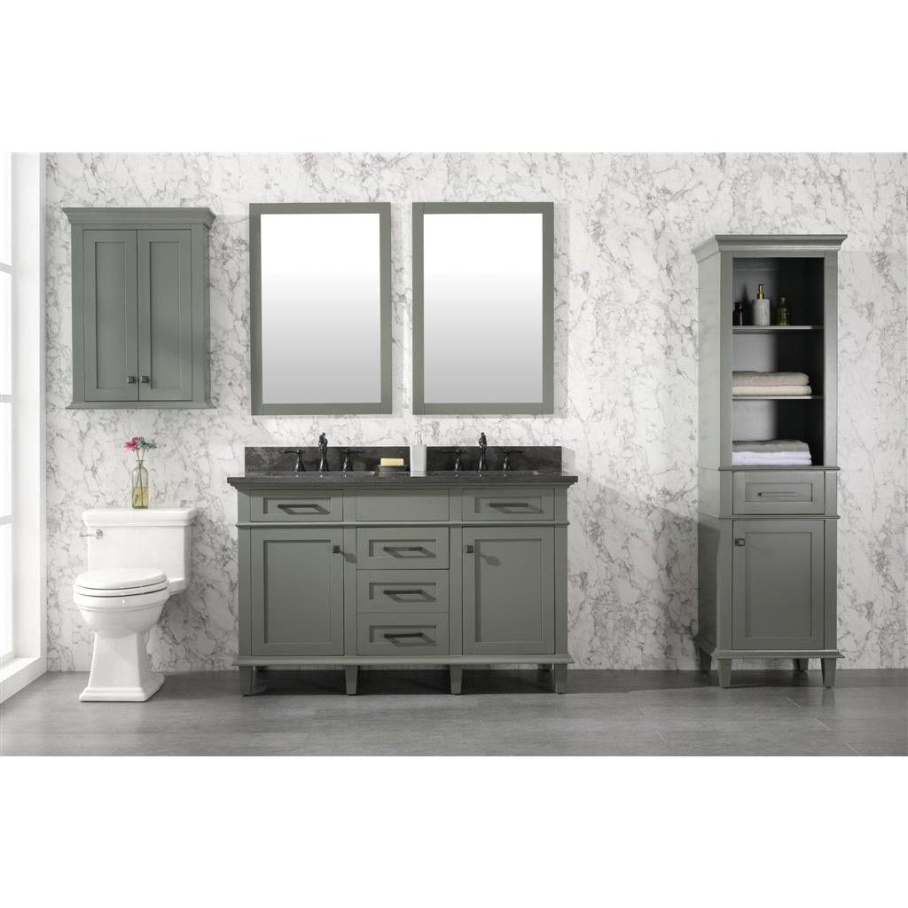 Legion Furniture 54" Pewter Green Finish Double Sink Vanity Cabinet With Blue Lime Stone Top WLF2254-PG