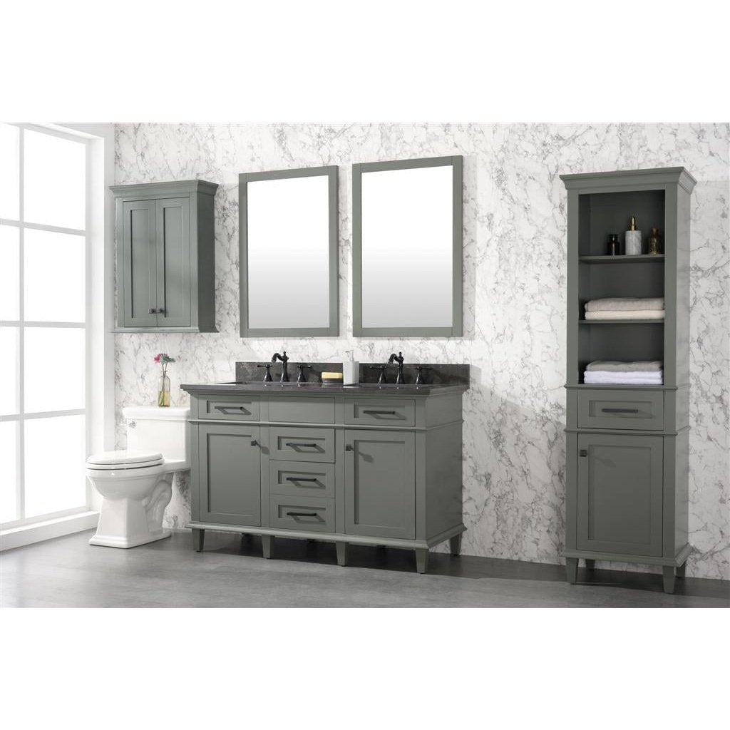 Legion Furniture 54" Pewter Green Finish Double Sink Vanity Cabinet With Blue Lime Stone Top WLF2254-PG