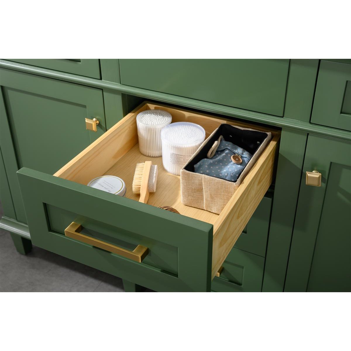 Legion Furniture 54" Vogue Green Finish Double Sink Vanity Cabinet With Carrara White Top WLF2254-VG