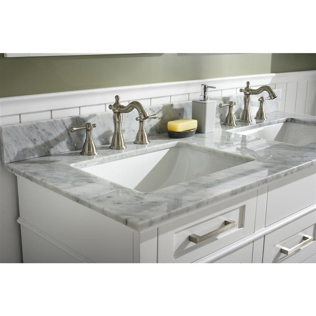 Legion Furniture 54" White Finish Double Sink Vanity Cabinet With Carrara White Top WLF2254-W