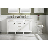 Legion Furniture 54" White Finish Double Sink Vanity Cabinet With Carrara White Top WLF2254-W