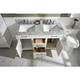 Legion Furniture 54" White Finish Double Sink Vanity Cabinet With Carrara White Top WLF2254-W