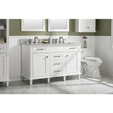 Legion Furniture 54" White Finish Double Sink Vanity Cabinet With Carrara White Top WLF2254-W