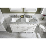 Legion Furniture 54" White Finish Double Sink Vanity Cabinet With Carrara White Top WLF2254-W