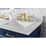 Legion Furniture 60" Blue Finish Double Sink Vanity Cabinet With Carrara White Top WLF2260D-B